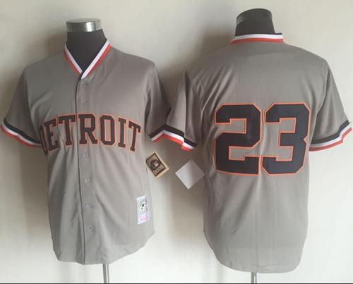 Mitchell And Ness Tigers #23 Kirk Gibson Grey Throwback Stitched MLB Jersey - Click Image to Close